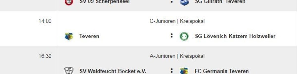 Kreispokalspiele der Jugendmannschaften - Spiele am 02. und 03.09.2017