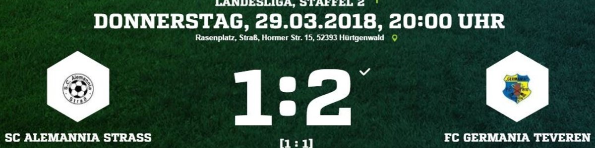 Germania I schafft den ersten Sieg 2018. 2:1 bei Alemannia Straß.