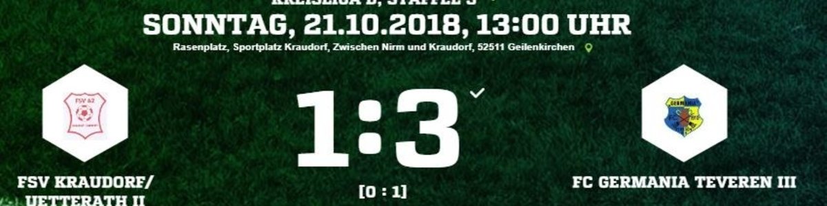 6. Sieg im 7. Spiel für Germania III - 3:1 bei FSV Kraudorf/Uetterath II