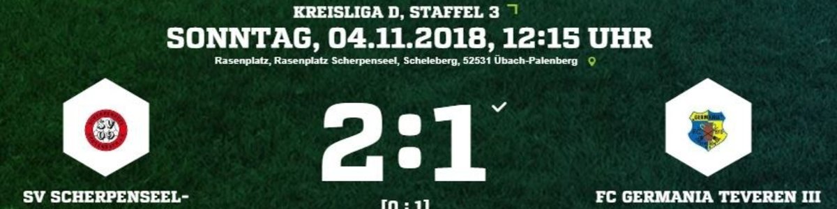 Germania III verliert beim SV Scherpenseel II durch zwei späte Gegentore